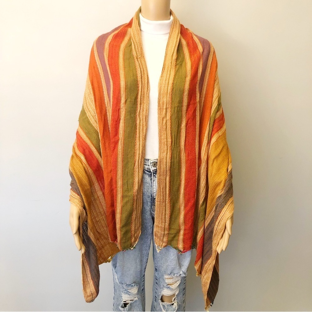 Vintage Colorful Artsy Soft Boho Festival Hippie Multicolored Soft Winter Scarf.